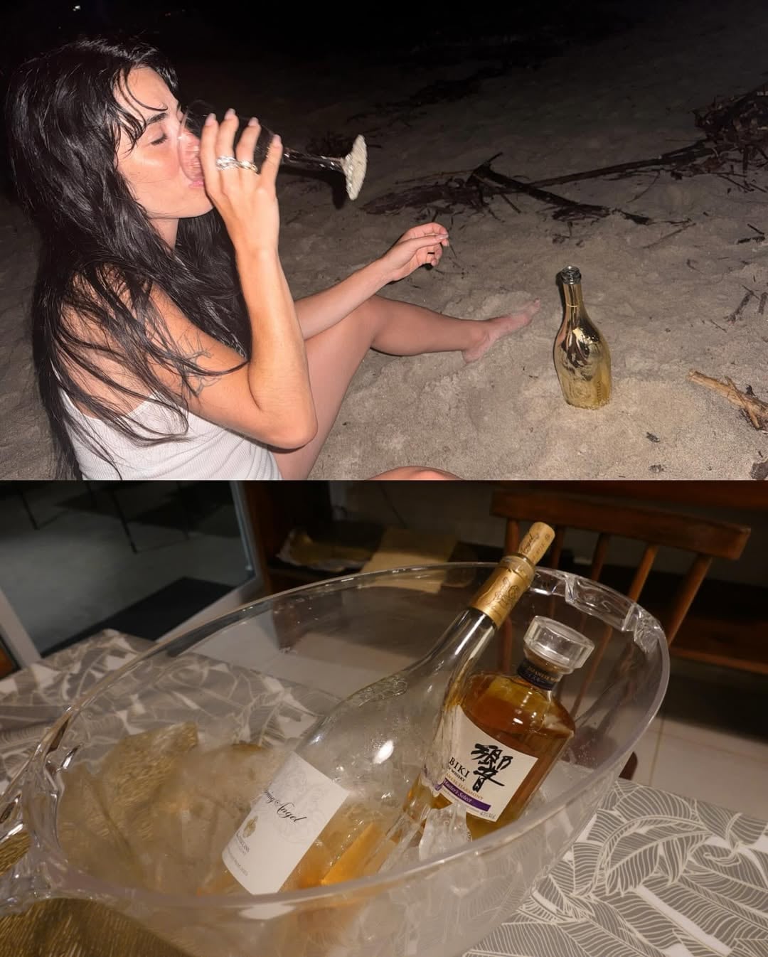 La pareja comenzó el año en la playa.