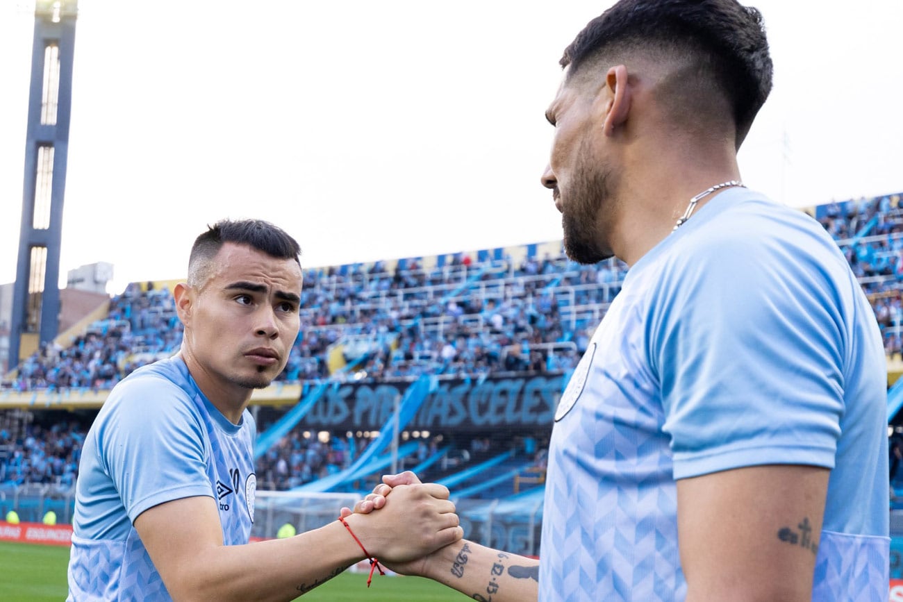 Referentes: Lucas Zelarayán y Franco Jara antes del partido de Belgrano con Independiente por la Copa Argentina. (Prensa Belgrano)