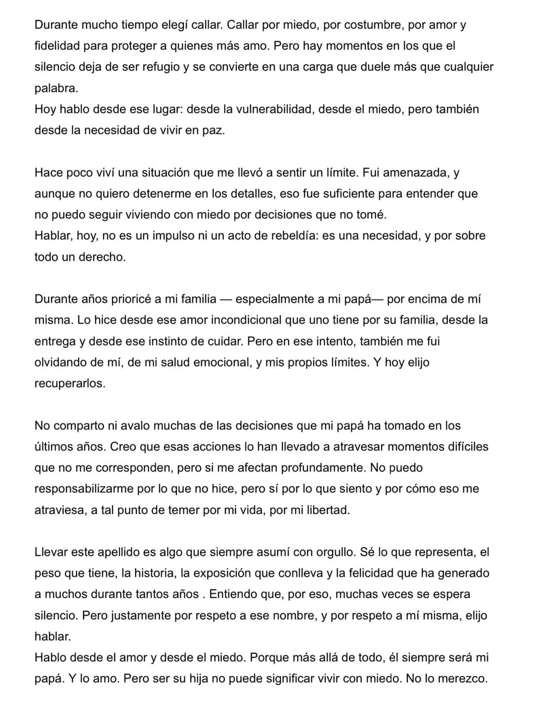 El descargo de Juana Tinelli