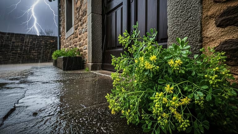 Planta de ruda en la puerta de las casas