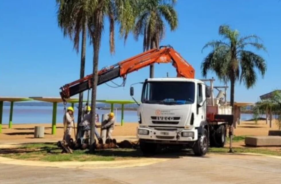 Posadas: obras de iluminación en el balneario El Brete