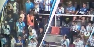 Hinchas de Racing echaron al ex intendente de La Banca condenado por abuso sexual.