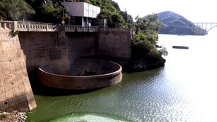 Cianobacterias en la desembocadura del Río Cosquín