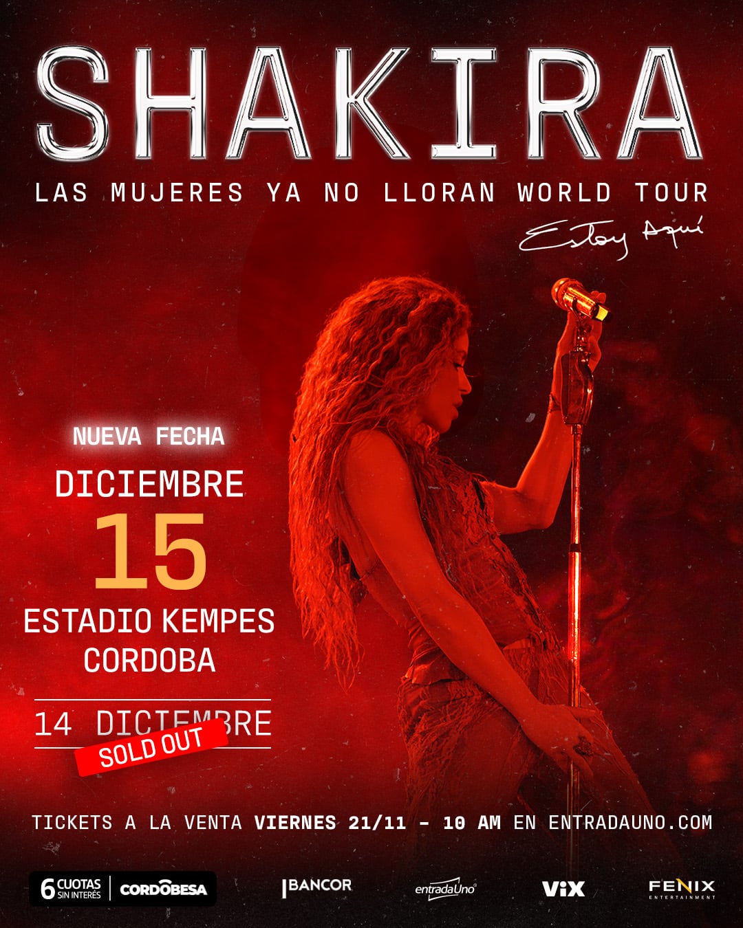 Shakira anunció un segundo show en Córdoba. (Gentileza Fenix Entertainment).