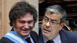 El líder de La Libertad Avanza y el legislador peronista se cruzaron en el Congreso.