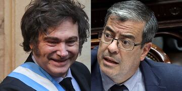 El líder de La Libertad Avanza y el legislador peronista se cruzaron en el Congreso.