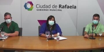Emilio Scarinci, director del Hospital, Myriam Villafañe, secretaria de Desarrollo Humano y Diego Lanzotti, subsecretario de Salud