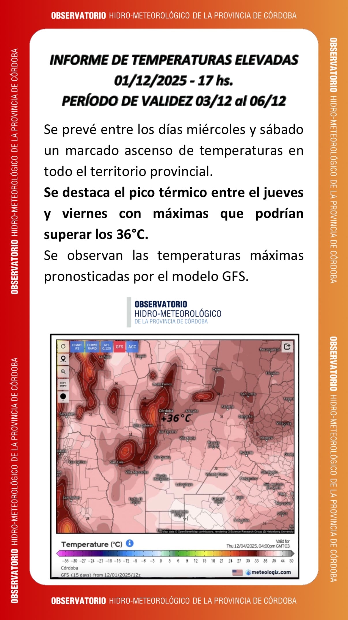 Una ola de calor llegó a Córdoba.
