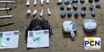 La droga secuestrada en la vivienda de calle Cabildo en San Rafael.