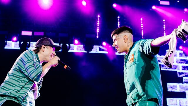 El cordobés fue invitado estelar del trapero en su tercer show en Vélez. (Prensa Duki/@tomiraimon).