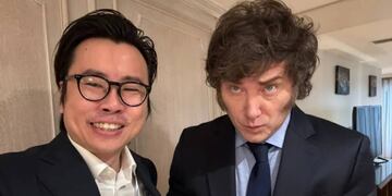 Javier Milei con Julian Peh, el fundador de KIP Protocol. (Imagen redes sociales)