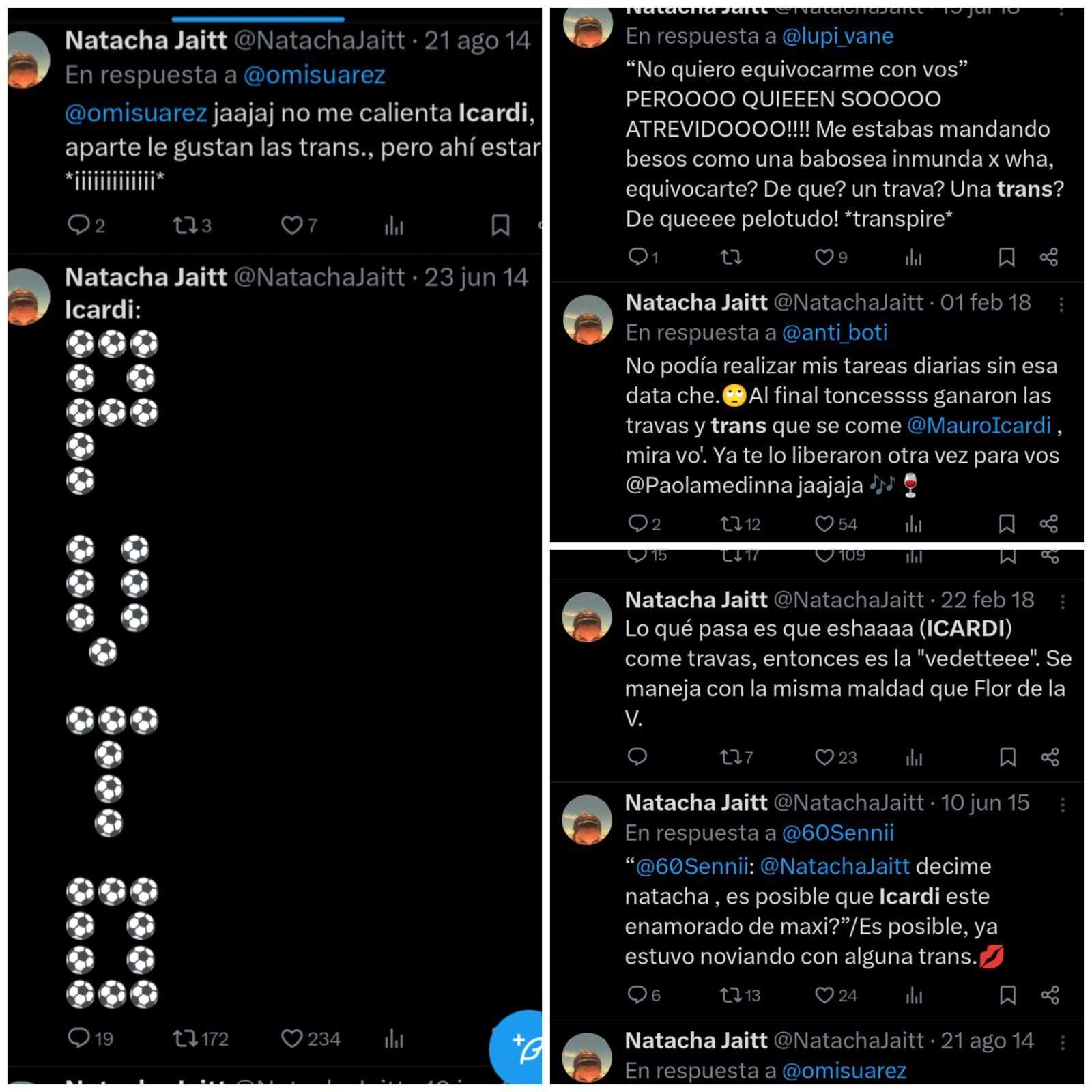 Los mensajes de Natacha Jaitt sobre Mauro Icardi.