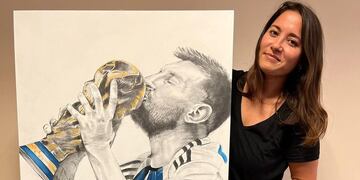 Juli Alaniz dibujó el cuadro de Messi en tan solo un día.