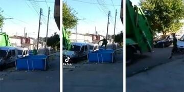 El trabajador decidió bajarse del camión para darse un “chapuzón” en una pelopincho ubicada en una de las veredas de San Martín.