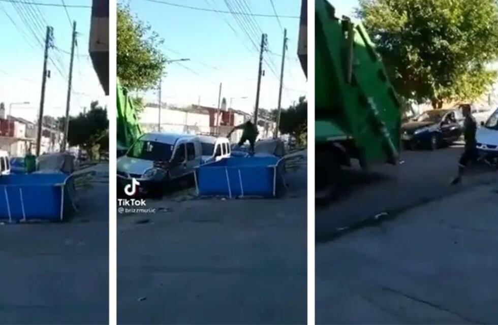 Un recolector de basura se bajó del camión, se dio un chapuzón en una pelopincho y fue furor en redes