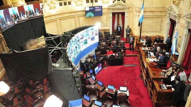 Nueva sesión virtual en el Senado. (Clarín)