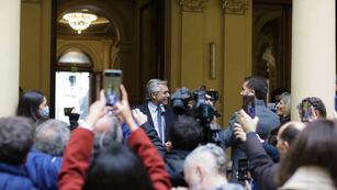 Alberto Fernández se despidió de los empleados de la Casa Rosada.
