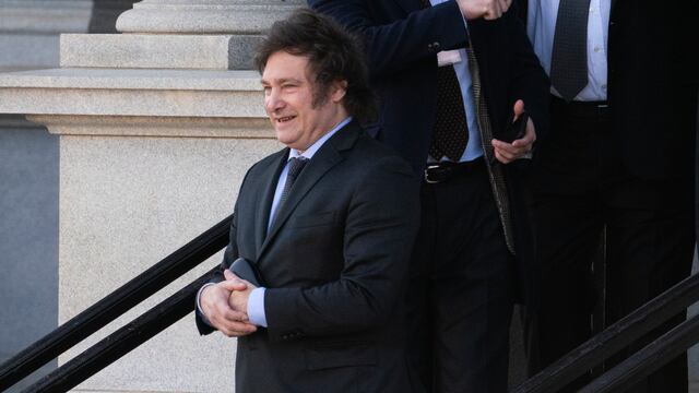 Javier Milei durante su visita a los Estados Unidos. (Archivo / AP)