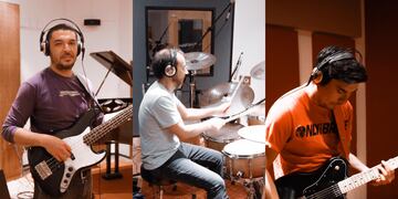 Miguel Domínguez Blues Trío en plena grabación en Casa de la Música