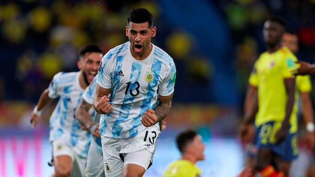 Cuti Romero y su grito de gol ante Colombia que podría llegar a Barcelona. (Foto archivo)