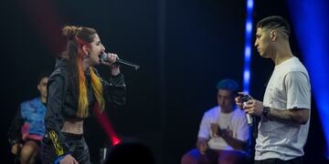 Brasita y Nacho, dos MCs que estuvieron presentes este jueves en Red Bull Argentina 2021. (Prensa Red Bull Batalla)