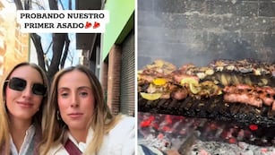 Son españoles y probaron por primera vez el asado.