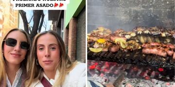 Son españoles y probaron por primera vez el asado.