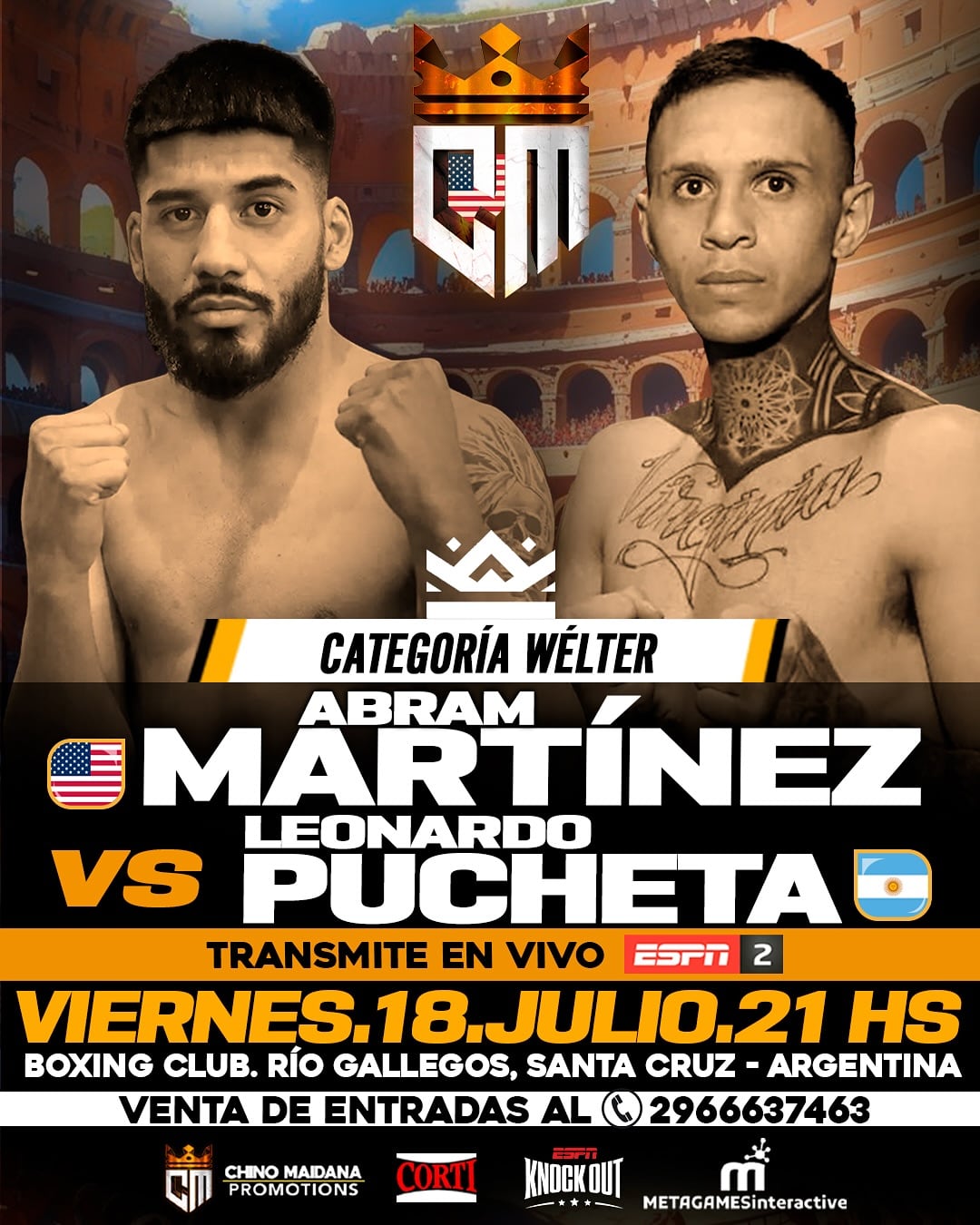 Leonardo Pucheta vs Abram Martinez boxeo Arroyito