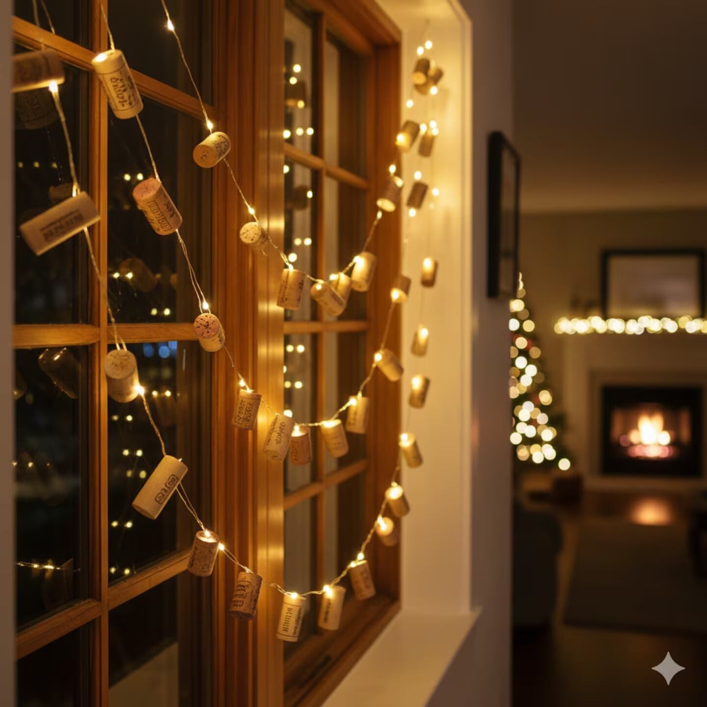 Guirnaldas y números “2026” hechos con corchos, opciones simples para renovar la decoración del hogar en la última noche del año.


