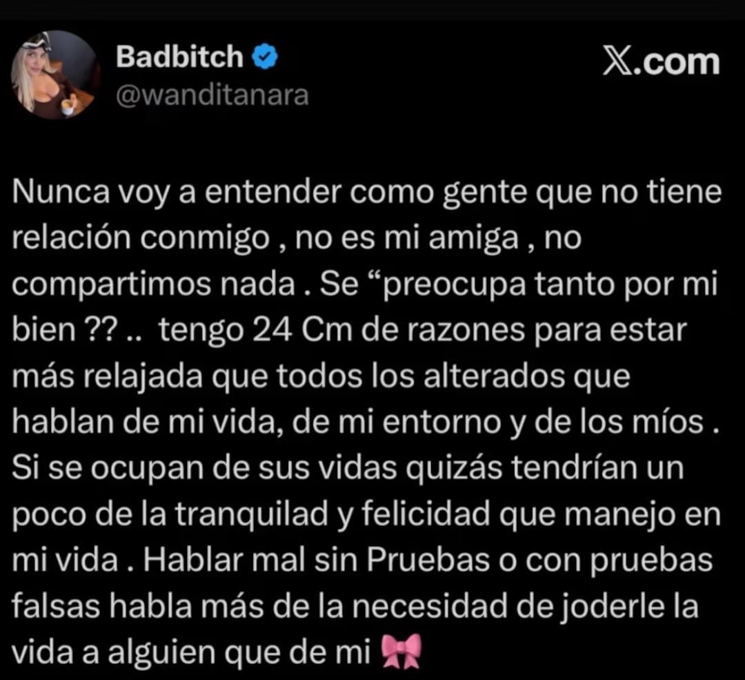 El posteo que Wanda Nara borró.