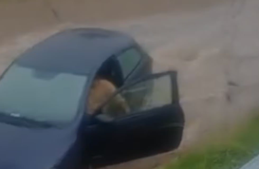 Un auto derrapó y cayó a un canal de agua en la ciudad de Córdoba: el video