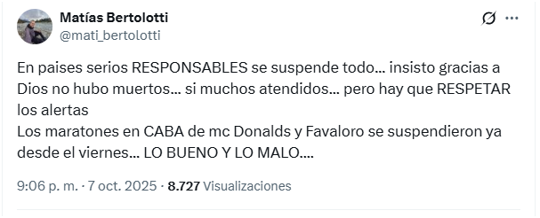 Un reconocido periodista de TN se quejó en vivo por la peregrinación de Luján en medio de la tormenta