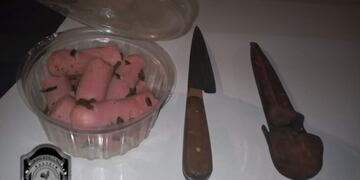 Los delincuentes tenían dos cuchillos y el preparado para los animales al momento de ser detenidos