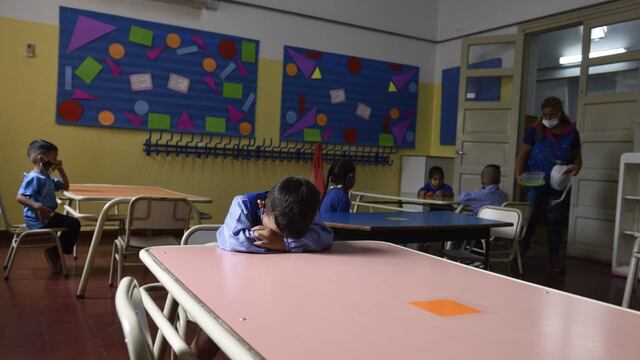 Alumnos del nivel inicial y primario comenzaron el Ciclo lectivo 2021 en las aulas. (Foto: Pedro Castillo)