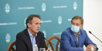 Gabriel Katopodis, ministro de Obras Públicas de la Nación, junto a Rodolfo Suarez, Gobernador de Mendoza.