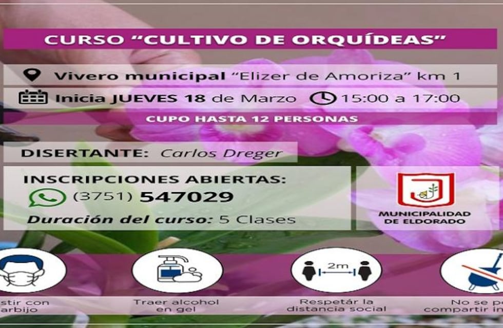 El Vivero Municipal de Eldorado dictará un curso de cultivo de orquídeas