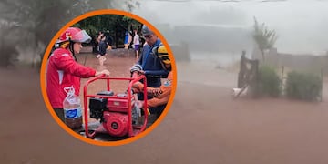 Calles anegadas, intensa lluvia y ráfagas de viento en Villa del Dique.