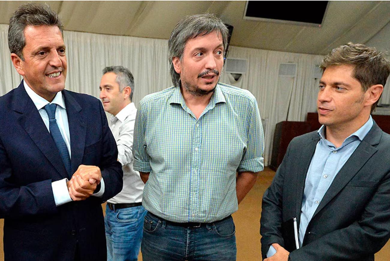 Peronismo: Sergio Massa, Máximo Kirchner y Axel Kicillof. (La Voz / Archivo)