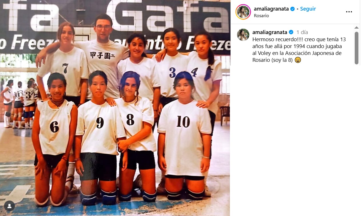 La foto que compartió Amalia Granata de su adolescencia en Rosario.