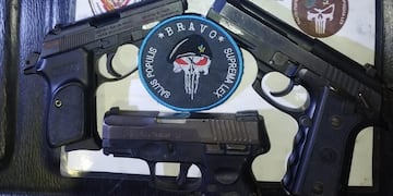 Las pistolas fueron secuestradas durante un operativo del Comando Radioeléctrico.