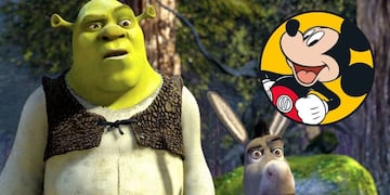 Shrek, Burro y Mickey Mouse.