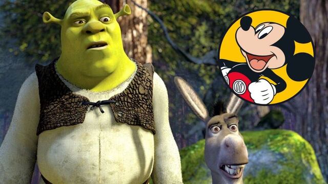Shrek, Burro y Mickey Mouse.