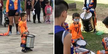 Yuri, el mendocino de 5 años que toca el repique en una murga.