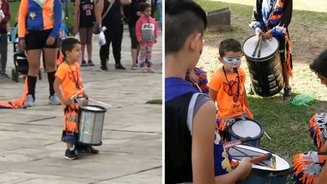 Yuri, el mendocino de 5 años que toca el repique en una murga.