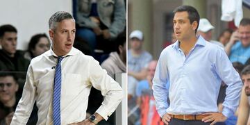 Sebastián y Martín González; técnicos de Atenas e Independiente de Oliva, respectivamente. Este domingo, frente a frente (La Voz).