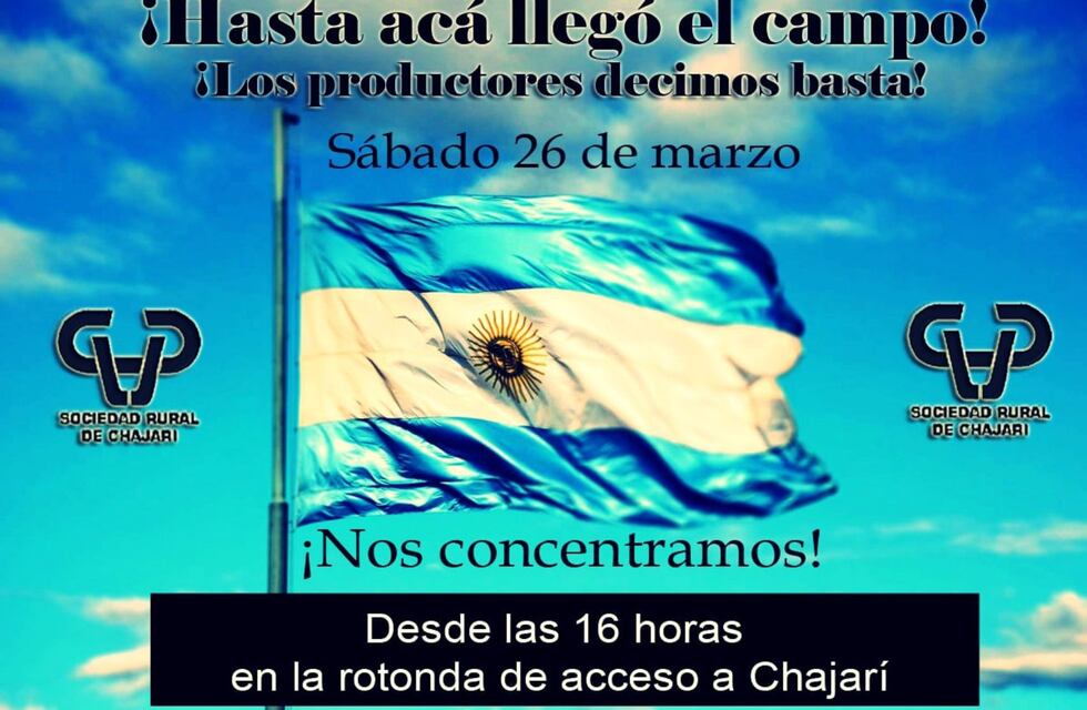 Chajarí: este sábado la Sociedad Rural convoca una marcha