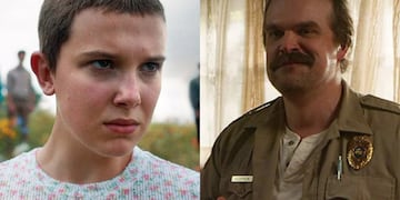 Millie Bobby Brown y David Harbour de Stranger Things.