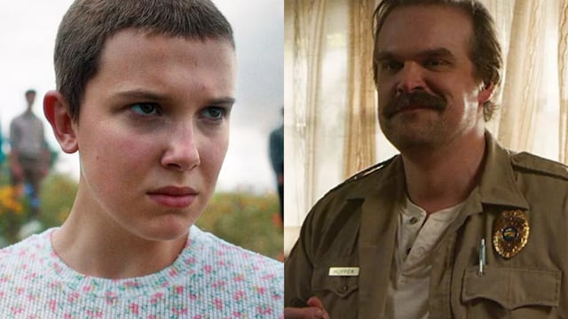 Millie Bobby Brown y David Harbour de Stranger Things.