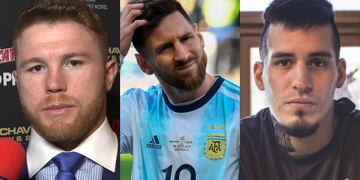 El boxeador chubutense Ezequiel Matthysse (a la derecha) defendió a Lionel Messi tras la acusación de Canelo Álvarez ( a la izquierda).