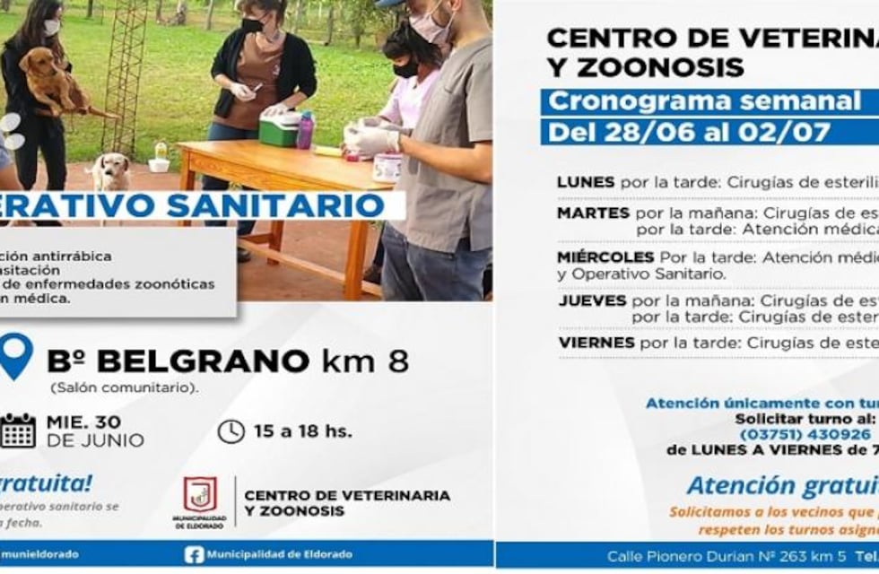 Operativo sanitario de zoonosis en Eldorado